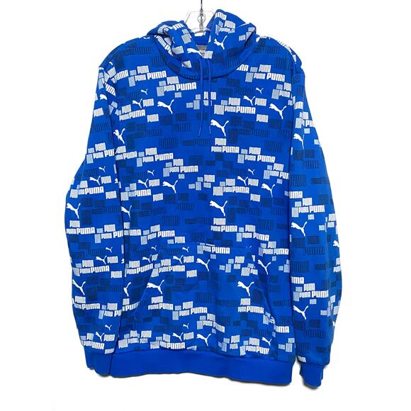 Puma Logo Spell Out All Over Print Hoodie Sweatshirt Men L Activewear Athleisure - Picture 2 of 9